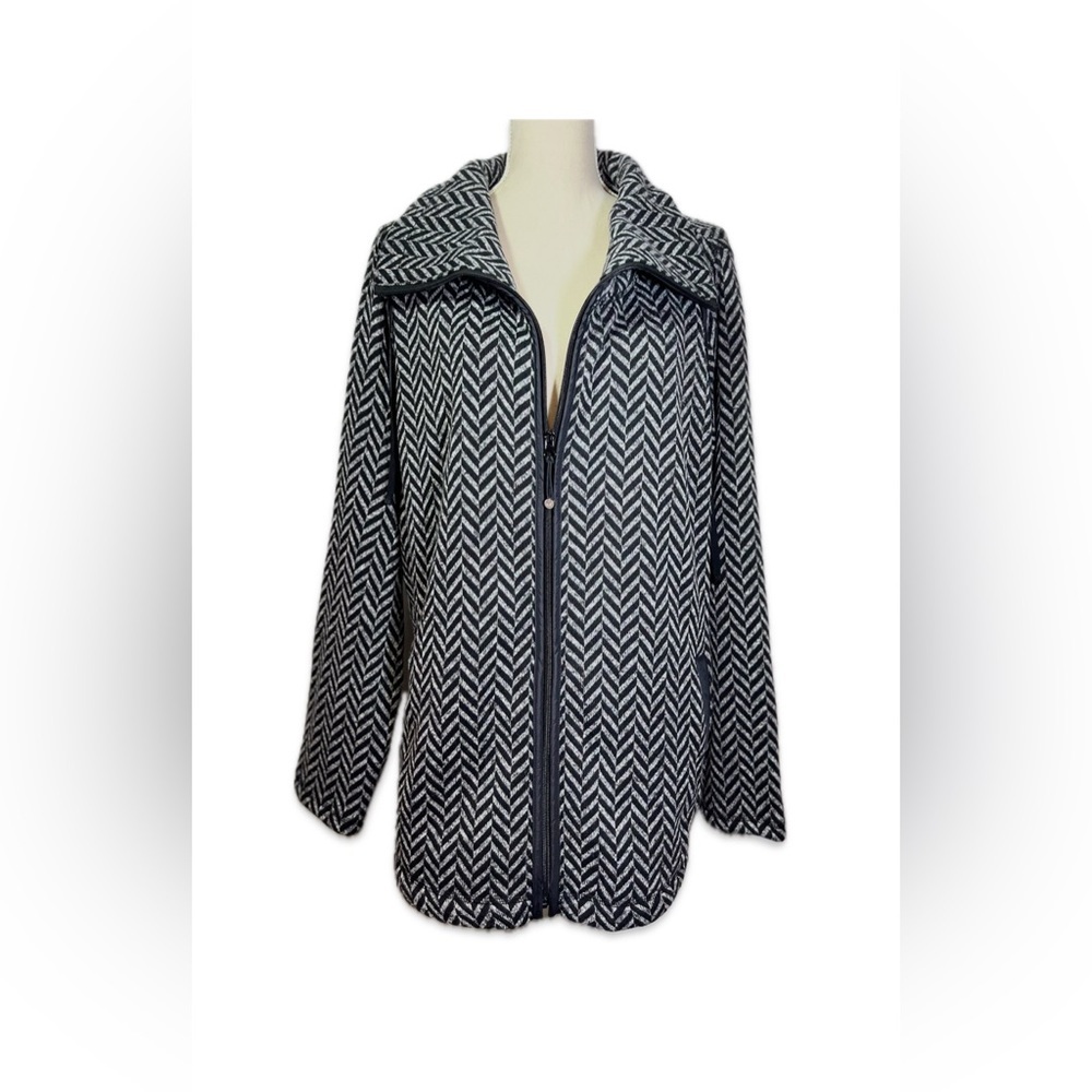 Talbots Chevron Knit Jacket Women’s Size 2X Front Zipper